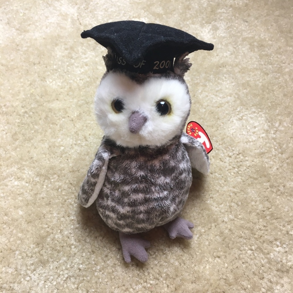 BOGO Ty Beanie Baby Smart the Graduate Owl 2001